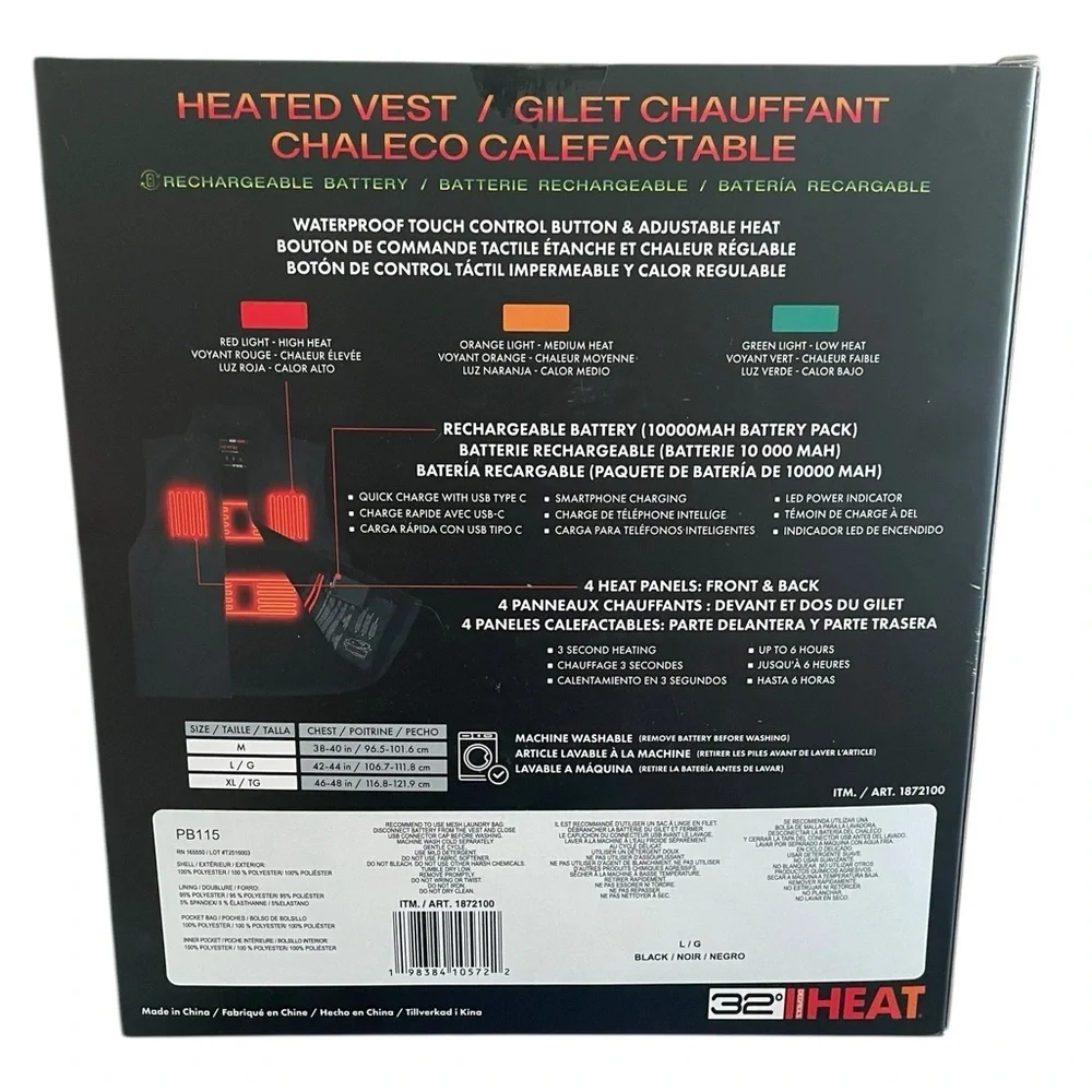 32° HEAT Rechargeable Heated Vest – Large (L/G)